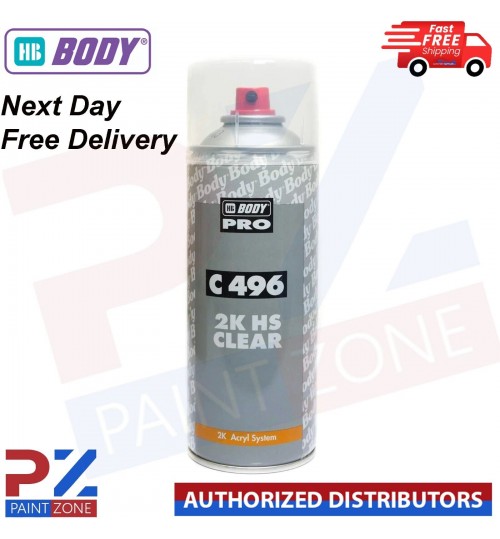 1X HB BODY C 496 2K HS CLEAR COAT LACQUER AEROSOL 400ML - NEXT DAY FREE DELIVERY